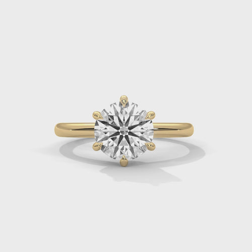 Round Brilliant Six-Prong Crown Solitaire Lab Grown Diamond Ring | 14K 18K Gold