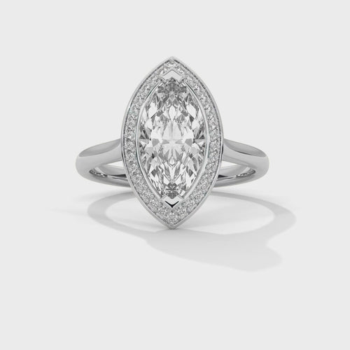 Vintage Marquise Cut Lab Grown Diamond Halo Ring