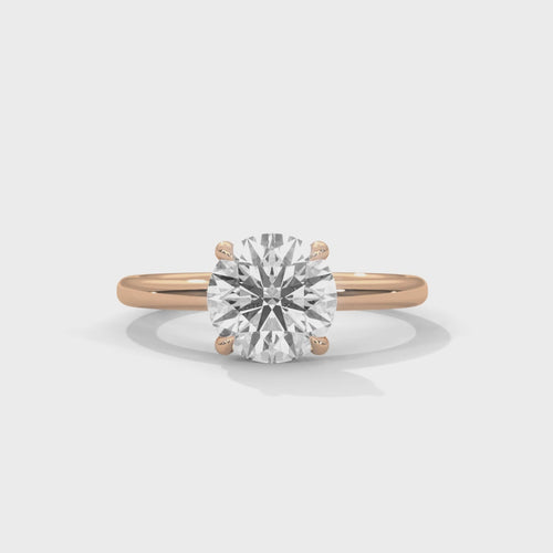 Round Cathedral Solitaire Lab Grown Diamond Ring | Daily Wear | 4-Prong | 14K 18K