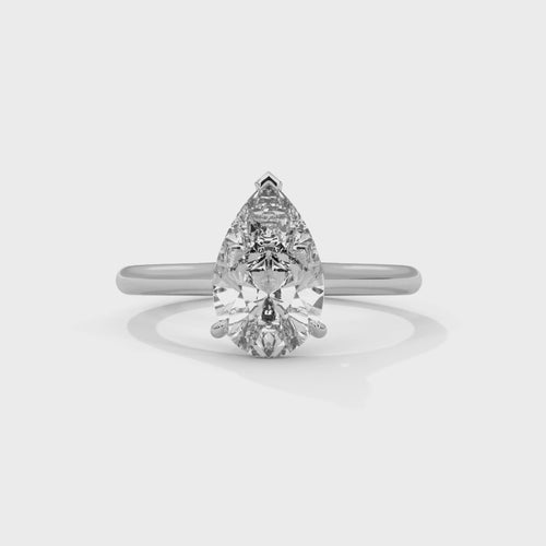 Pear Cut Lab Grown Diamond Cathedral Solitaire Ring | E VS1 | 14K 18K Gold
