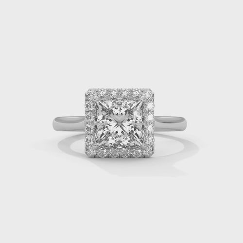 Princess Cut Lab Grown Diamond Halo Ring | E VS1 | 14K 18K Gold