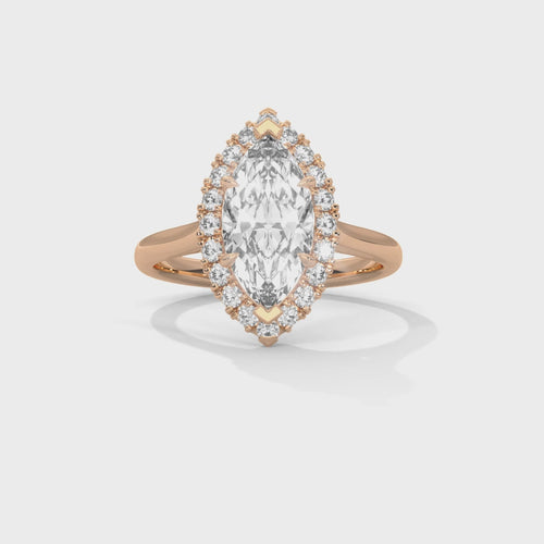 Marquise Cut Lab Grown Diamond Solitaire Halo Ring