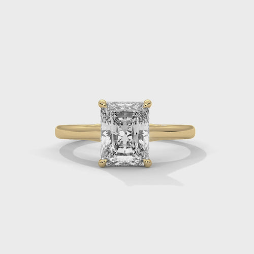 Radiant Cut Lab Grown Diamond Cathedral Solitaire Ring