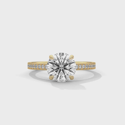 Round Lab Grown Diamond Solitaire Engagement Ring | 4-Prong | 14K 18K Gold