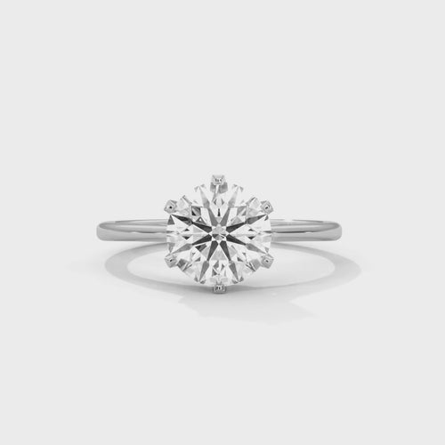 Round Cathedral Solitaire Lab Grown Diamond Ring | E VS1 | 14K 18K Gold | 1-3ct
