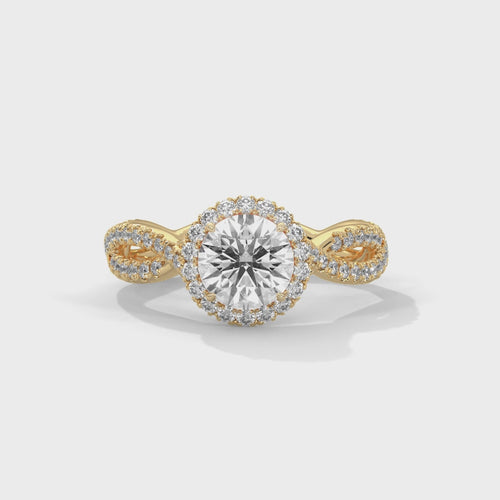 Round Pavé Halo Lab Grown Diamond Ring | Wide Pavé Band | E VS1 | 14K 18K Gold