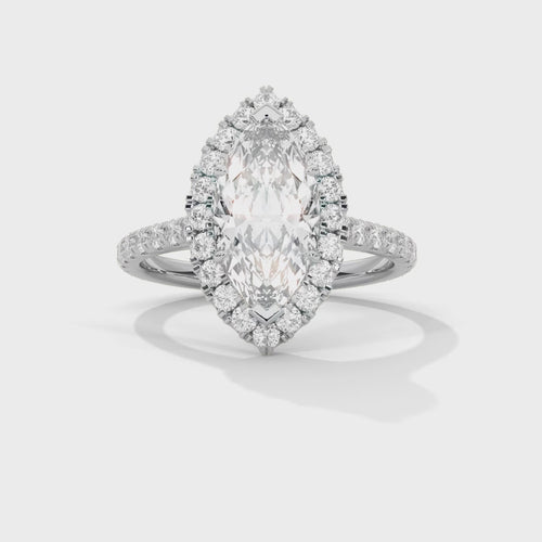 Marquise Cut Lab Grown Diamond 6-Prong Halo Ring