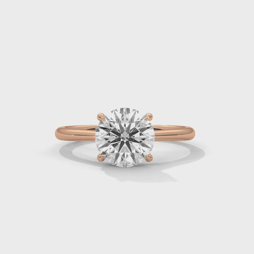 Round Cathedral Solitaire Lab Grown Diamond Ring | Tall Profile | 14K 18K Gold
