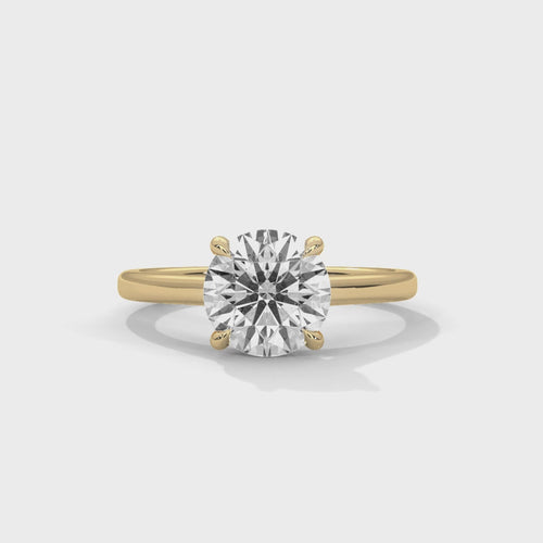 Round Cathedral Solitaire Lab Grown Diamond Ring | F VS2 | 14K 18K Gold | 1-3ct