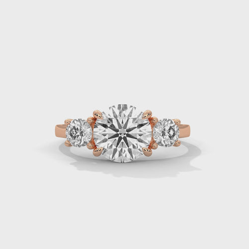 Three-Stone Lab Grown Diamond Engagement Ring in Solid Gold