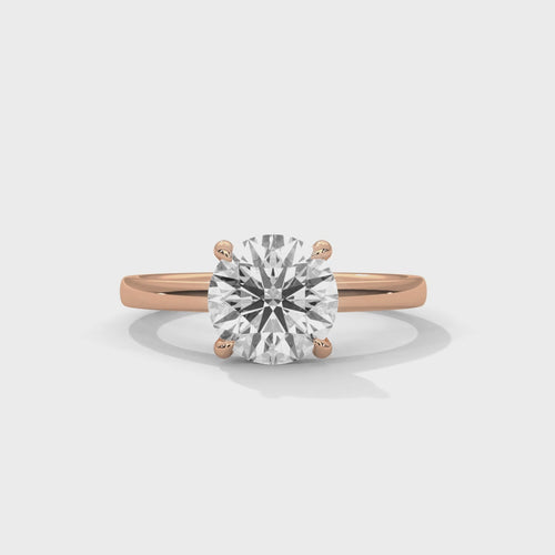 Round Lab Grown Diamond Classic Cathedral Solitaire Ring | 4-Prong | 14K 18K
