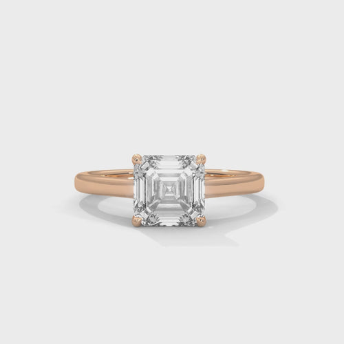 Asscher Cut Lab Grown Diamond Cathedral Solitaire Ring