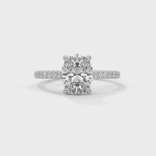 Oval Lab Grown Diamond Pavé Band Engagement Ring | IGI Certified | 1ct 2ct 3ct