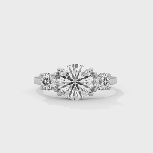 Three-Stone Lab Grown Diamond Engagement Ring in Solid Gold