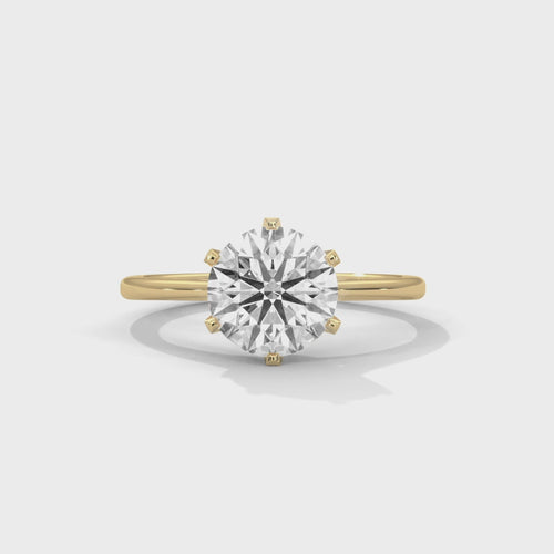 Round Lab Grown Diamond Pave Cathedral Engagement Ring