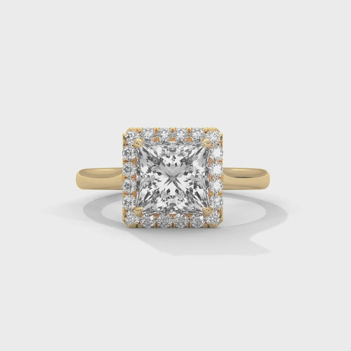 Princess Cut Lab Grown Diamond Halo Ring | E VS1 | 14K 18K Gold