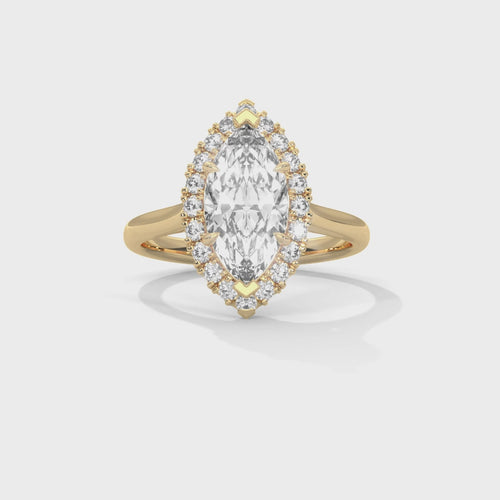 Marquise Cut Lab Grown Diamond Solitaire Halo Ring