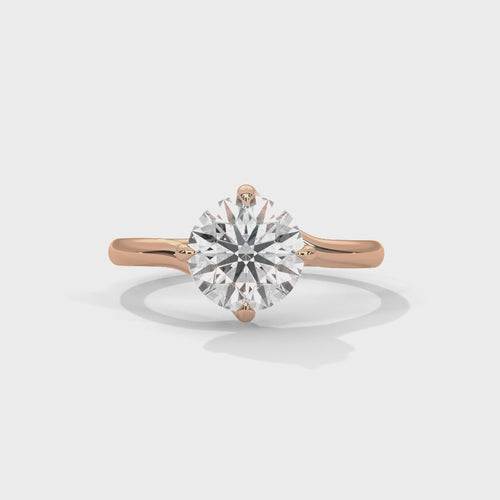 Round Brilliant Twisted Bypass Solitaire Lab Grown Diamond Ring | 14K 18K Gold