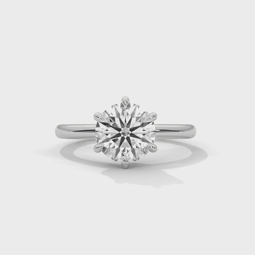 Round Brilliant Six-Prong Crown Solitaire Lab Grown Diamond Ring | 14K 18K Gold
