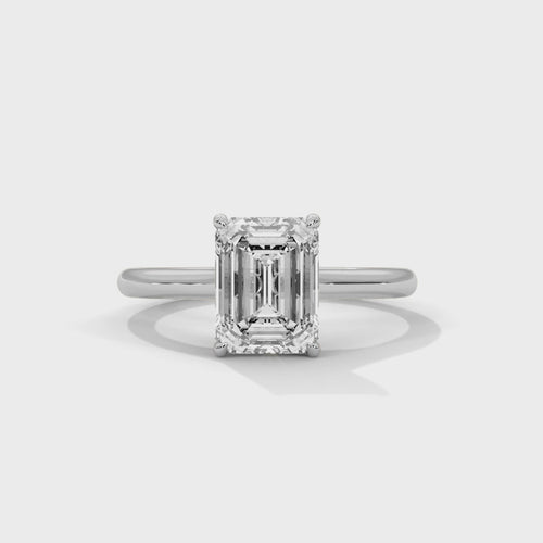 Emerald Cut Lab Grown Diamond Cathedral Solitaire Ring | F VS2 | 14K 18K Gold