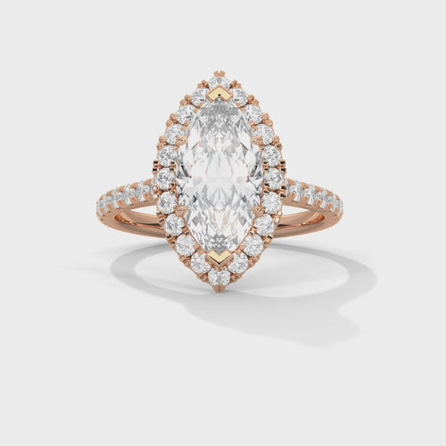 Marquise Cut Lab Grown Diamond 6-Prong Halo Ring