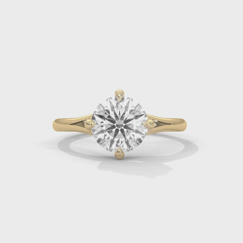 Round Lab Grown Diamond 4-Prong Solitaire Ring | F VS2 | 14K 18K Gold | 1-3ct