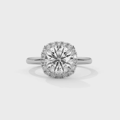 Round Halo Lab Grown Diamond Ring | Micro-Pavé Band | E VS1 | 14K 18K Gold