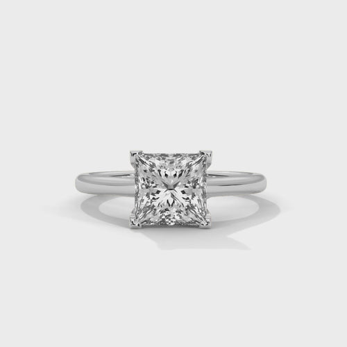Princess Cut Lab Grown Diamond Cathedral Solitaire Ring | E VS1 | 14K 18K Gold