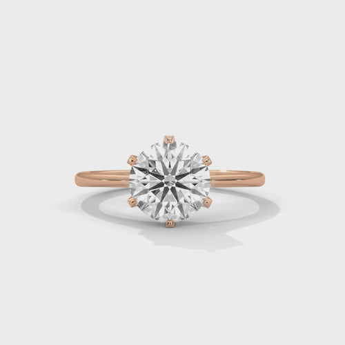 Round Lab Grown Diamond Pave Cathedral Engagement Ring