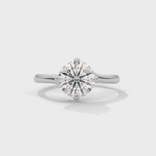 Round Brilliant Twisted Bypass Solitaire Lab Grown Diamond Ring | 14K 18K Gold