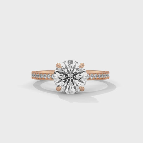 Round Lab Grown Diamond Solitaire Engagement Ring | 4-Prong | 14K 18K Gold