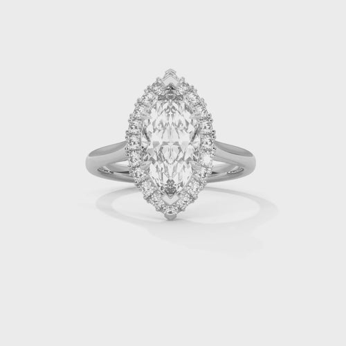 Marquise Cut Lab Grown Diamond Solitaire Halo Ring