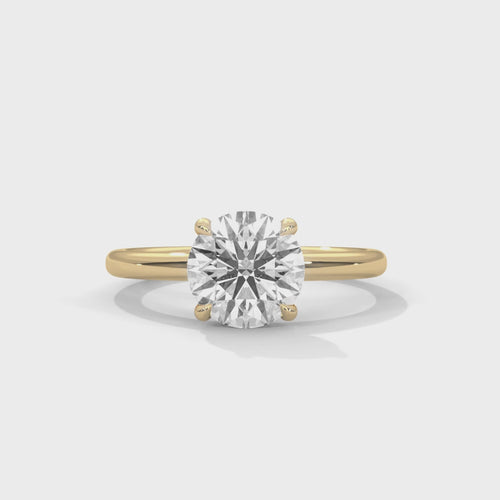 Round Cathedral Solitaire Lab Grown Diamond Ring | Daily Wear | 4-Prong | 14K 18K