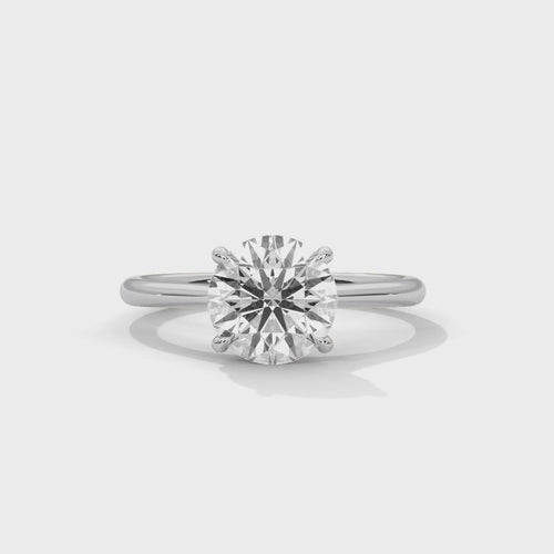 Round Cathedral Solitaire Lab Grown Diamond Ring | Tall Profile | 14K 18K Gold