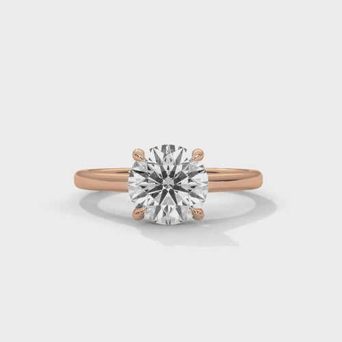 Round Cathedral Solitaire Lab Grown Diamond Ring | F VS2 | 14K 18K Gold | 1-3ct