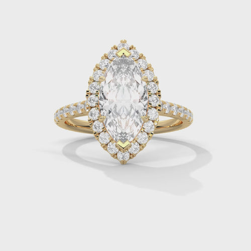 Marquise Cut Lab Grown Diamond 6-Prong Halo Ring