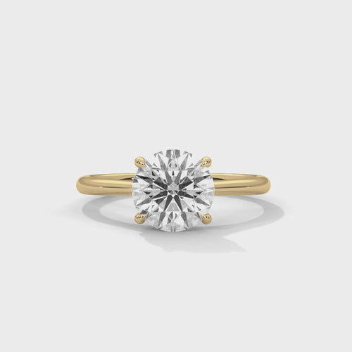 Round Cathedral Solitaire Lab Grown Diamond Ring | Tall Profile | 14K 18K Gold