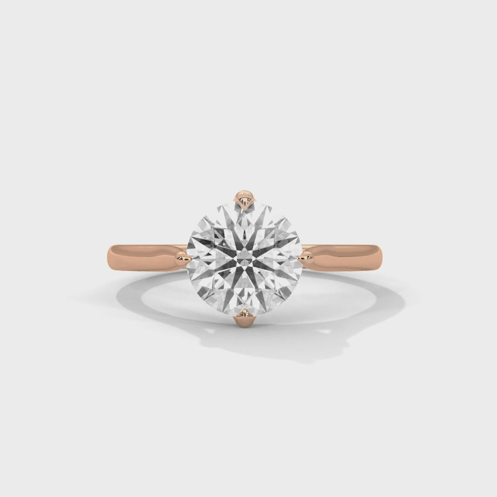 Cinematic video showcasing the 360-degree brilliance and fire of a round brilliant lab-grown diamond solitaire ring.