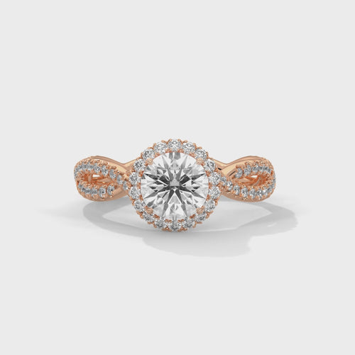 Round Pavé Halo Lab Grown Diamond Ring | Wide Pavé Band | E VS1 | 14K 18K Gold