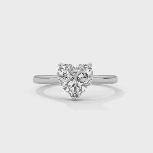 Heart Cut Lab Grown Diamond Cathedral Solitaire Ring | E VS1 | 14K 18K Gold