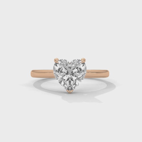 Heart Cut Lab Grown Diamond Cathedral Solitaire Ring | E VS1 | 14K 18K Gold
