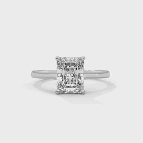Radiant Cut Lab Grown Diamond Cathedral Solitaire Ring