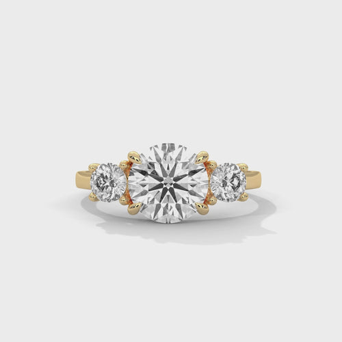Three-Stone Lab Grown Diamond Engagement Ring in Solid Gold