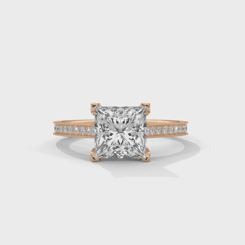 Princess Cut Lab Grown Diamond Pavé Cathedral Ring