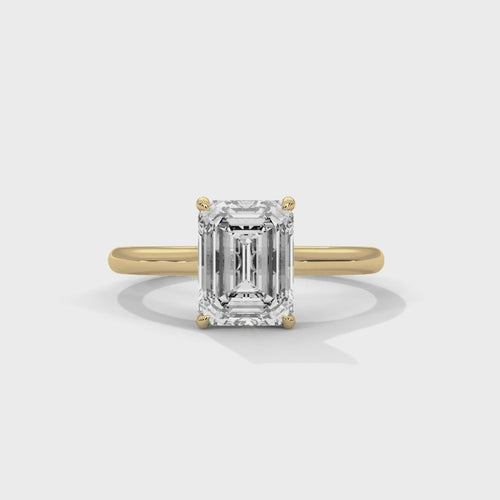 Emerald Cut Lab Grown Diamond Cathedral Solitaire Ring | F VS2 | 14K 18K Gold