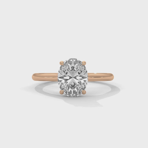 Oval Cut Lab Grown Diamond Cathedral Solitaire Engagement Ring | 14K 18K Gold | 1–3ct