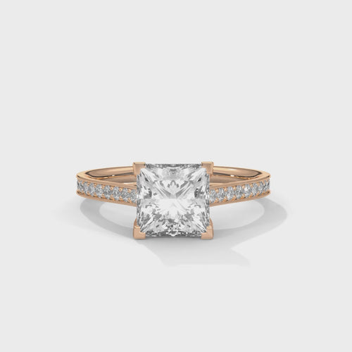 Princess Cut Lab Grown Diamond Pavé Cathedral Ring