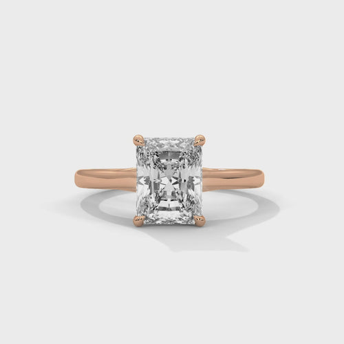 Radiant Cut Lab Grown Diamond Cathedral Solitaire Ring