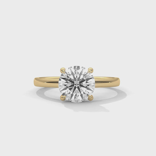 Round Lab Grown Diamond Classic Cathedral Solitaire Ring | 4-Prong | 14K 18K